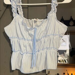 Blue Gingham Sleeveless Top